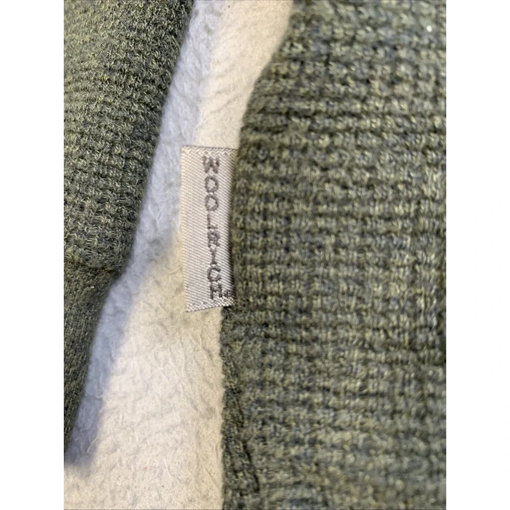 Woolrich‎ Sweater Men's L Green Pullover Winter Fall 1/4 Zip 100% Cotton